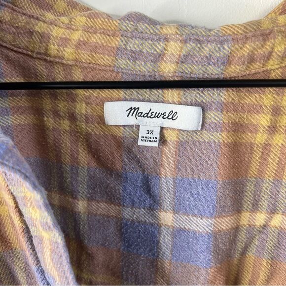 Flannel Oversized Boyfriend Shirt in Plaid in Dusk Peri size 3X - Picture 7 of 11